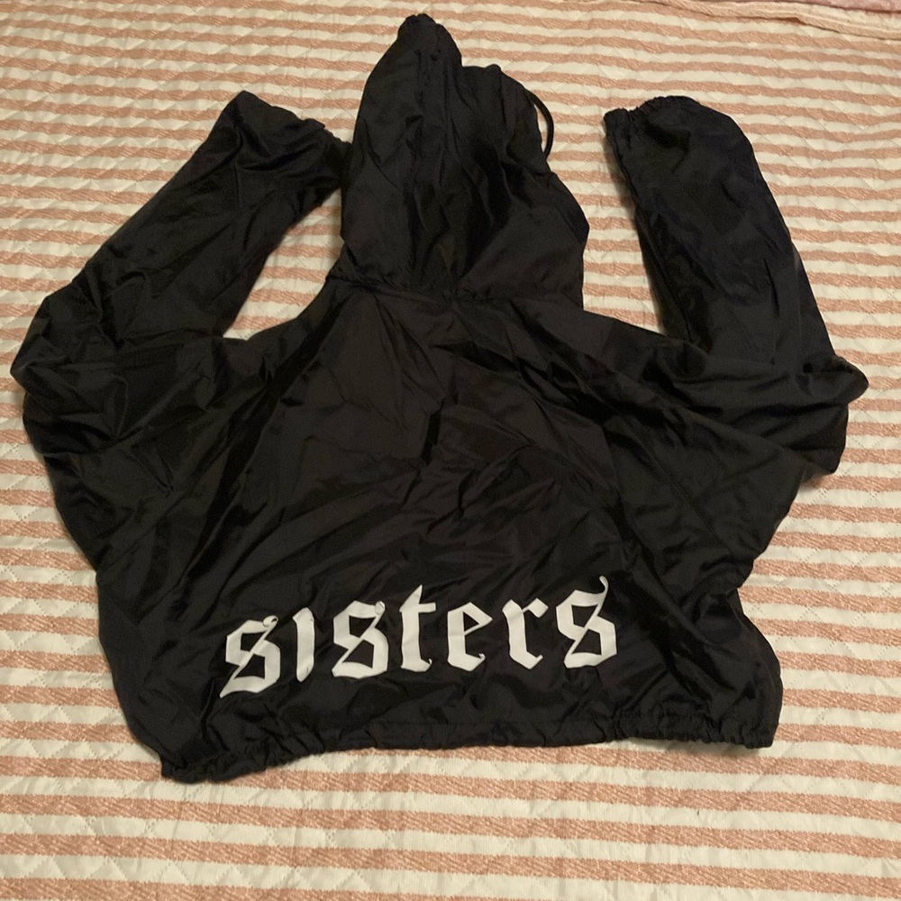 Sister merch/Black crop windbreaker hoodie